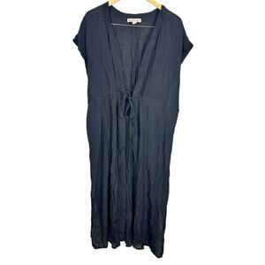 Crystal Comfort Black Rayon Midi Classic Swim Coverup Dress Resortwear Sz XL NWT